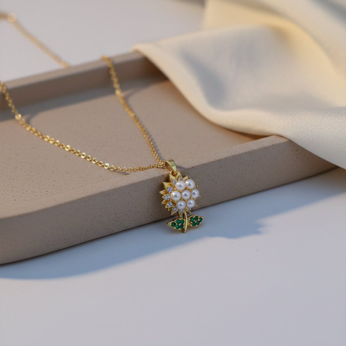 Sunflower Gold Pendant Necklace