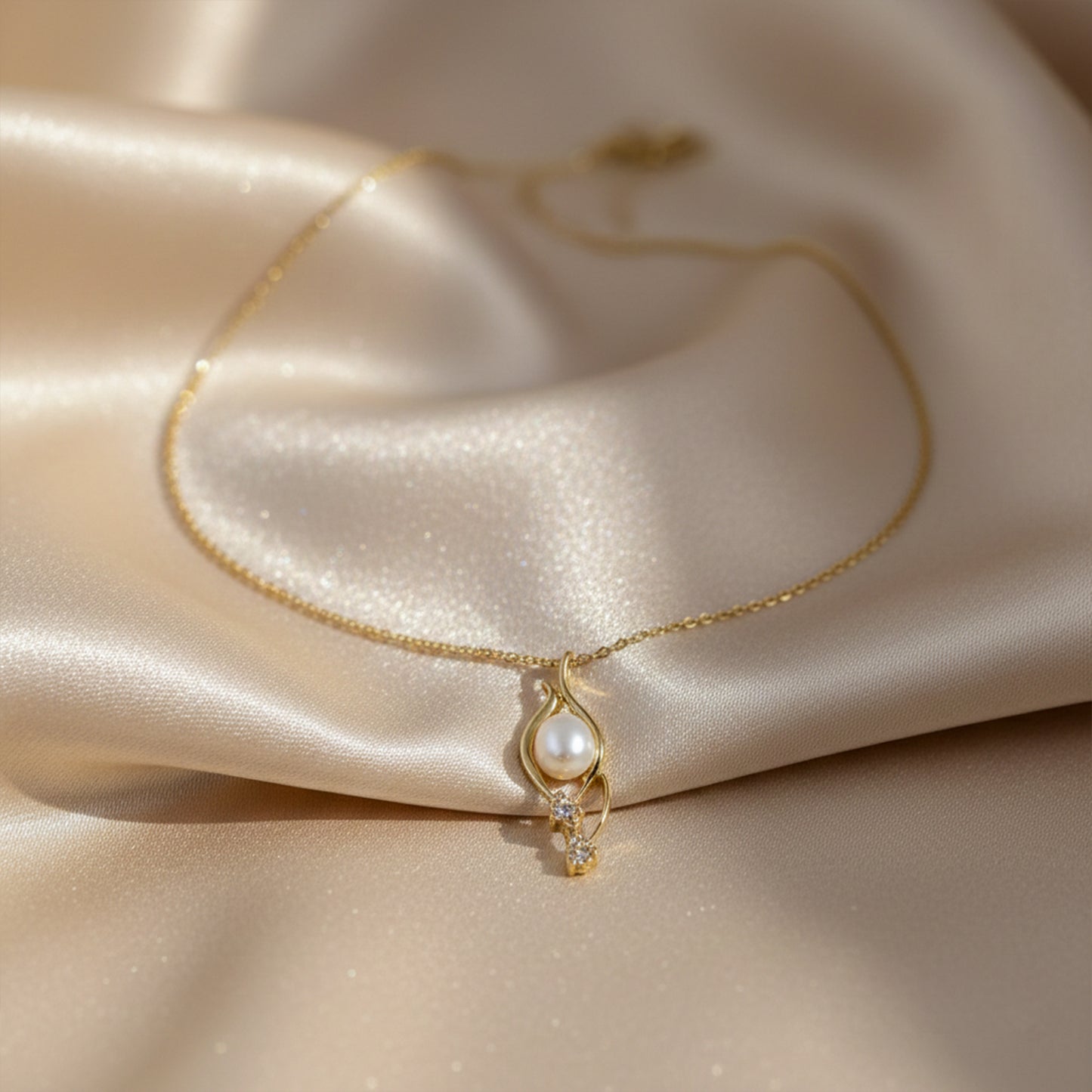Minimal Gold Pearl Drop Pendant Necklace