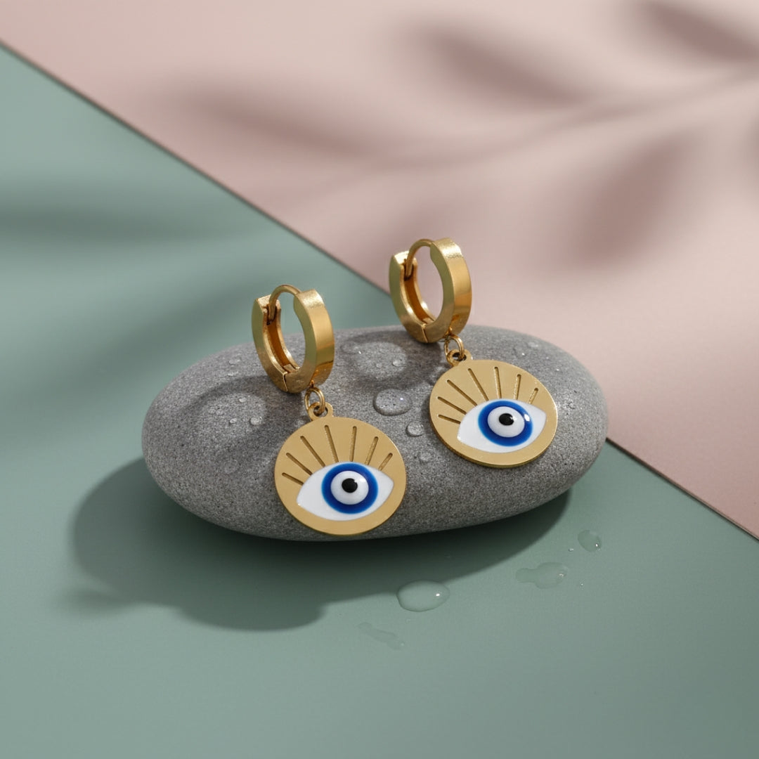 Evil Eye Round Earrings