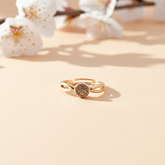 Royal Halo Crystal Gold Ring