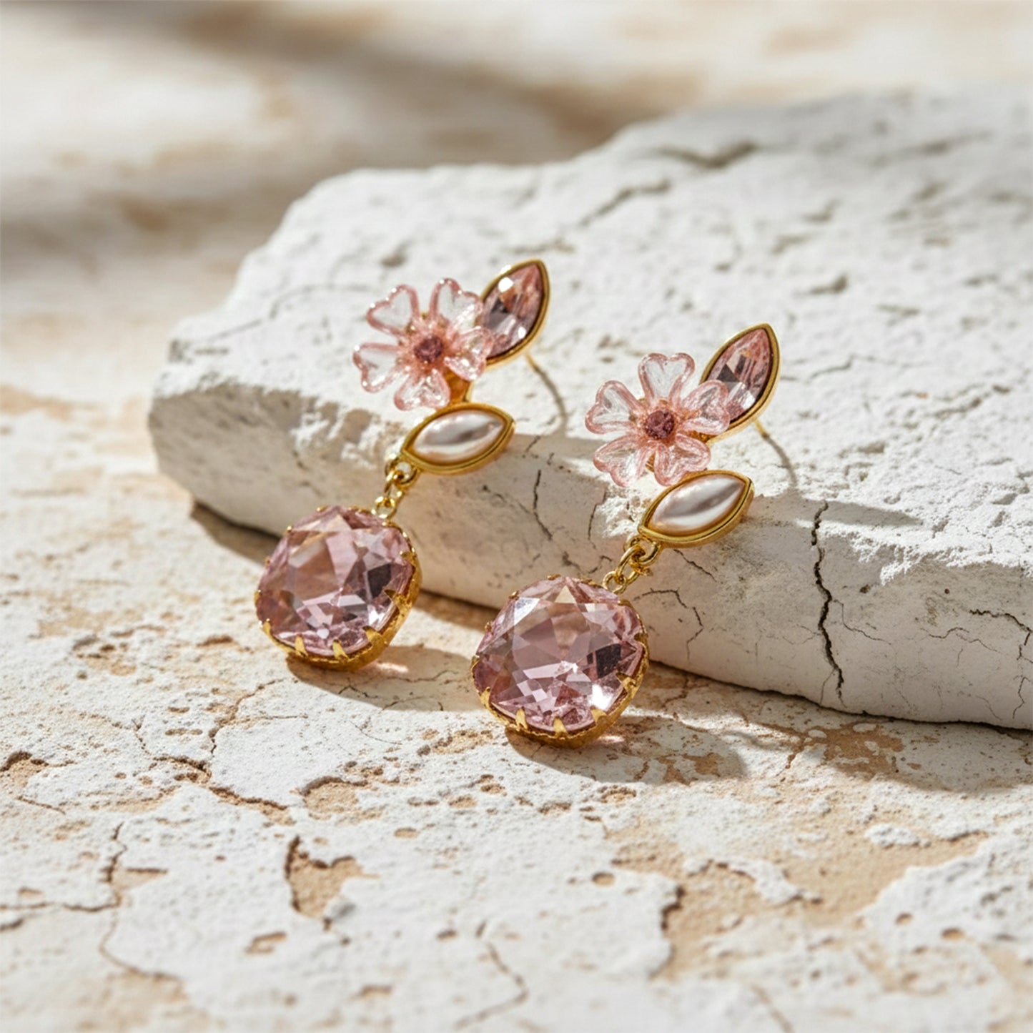 Pink Blossom Elegance Drop Earrings