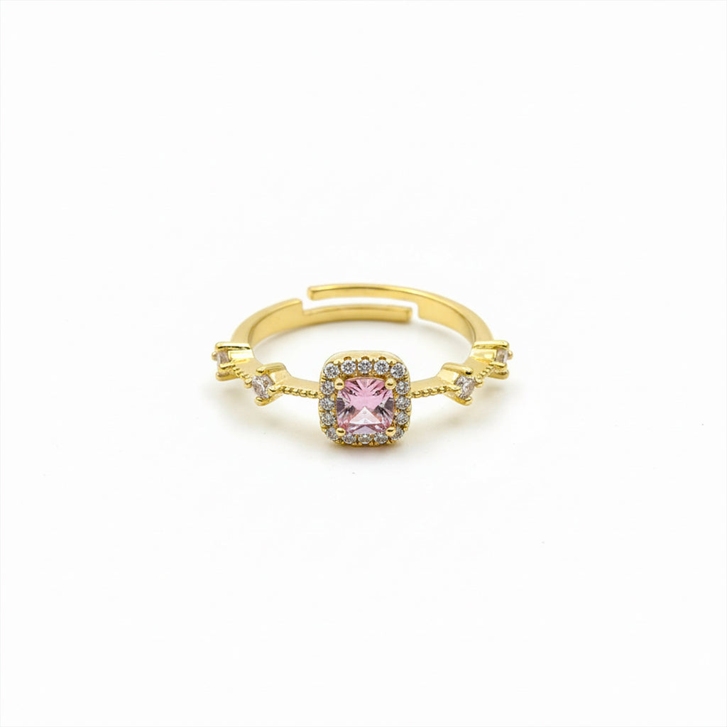 Majestic Pink Gemstone Halo Ring