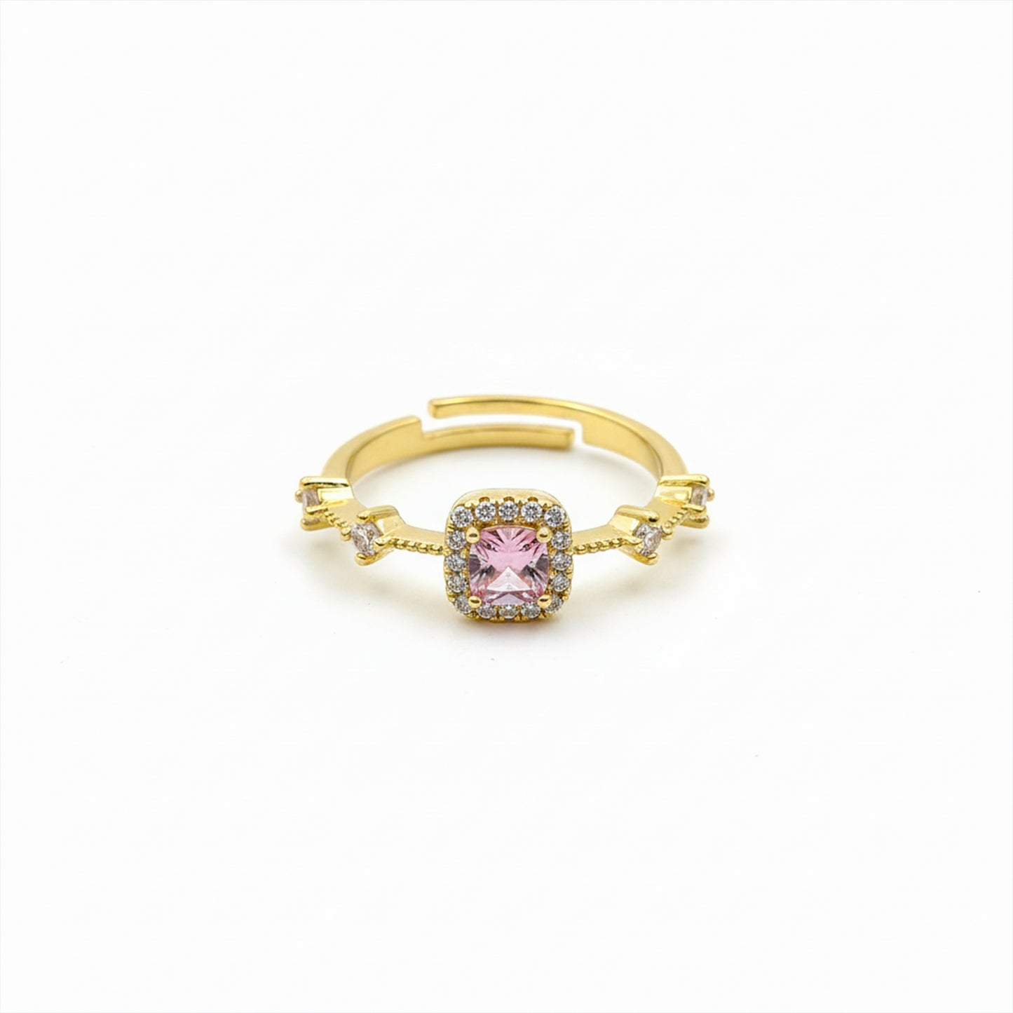 Majestic Pink Gemstone Halo Ring