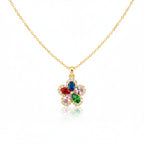 Multicolor Crystal Flower Pendant Necklace