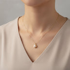 Floral Pink Pearl Drop Pendant Necklace