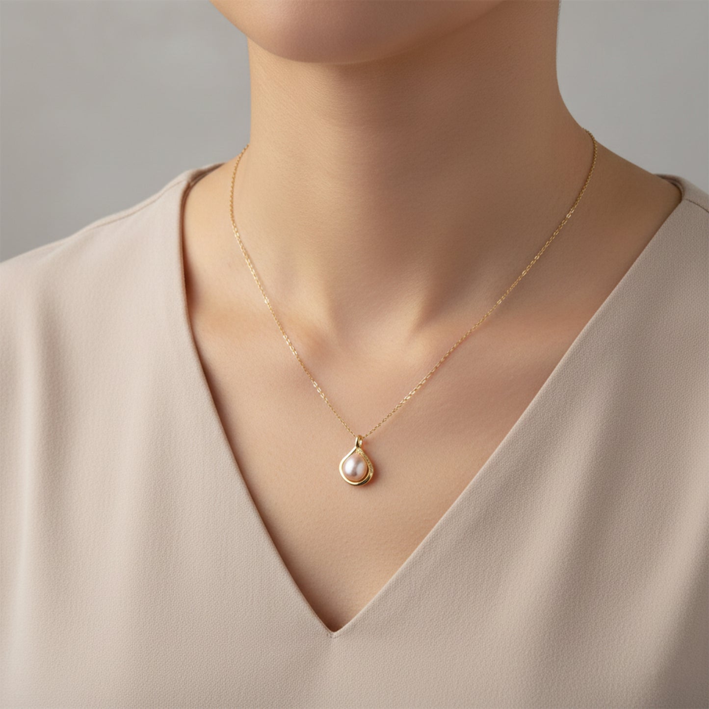 Floral Pink Pearl Drop Pendant Necklace