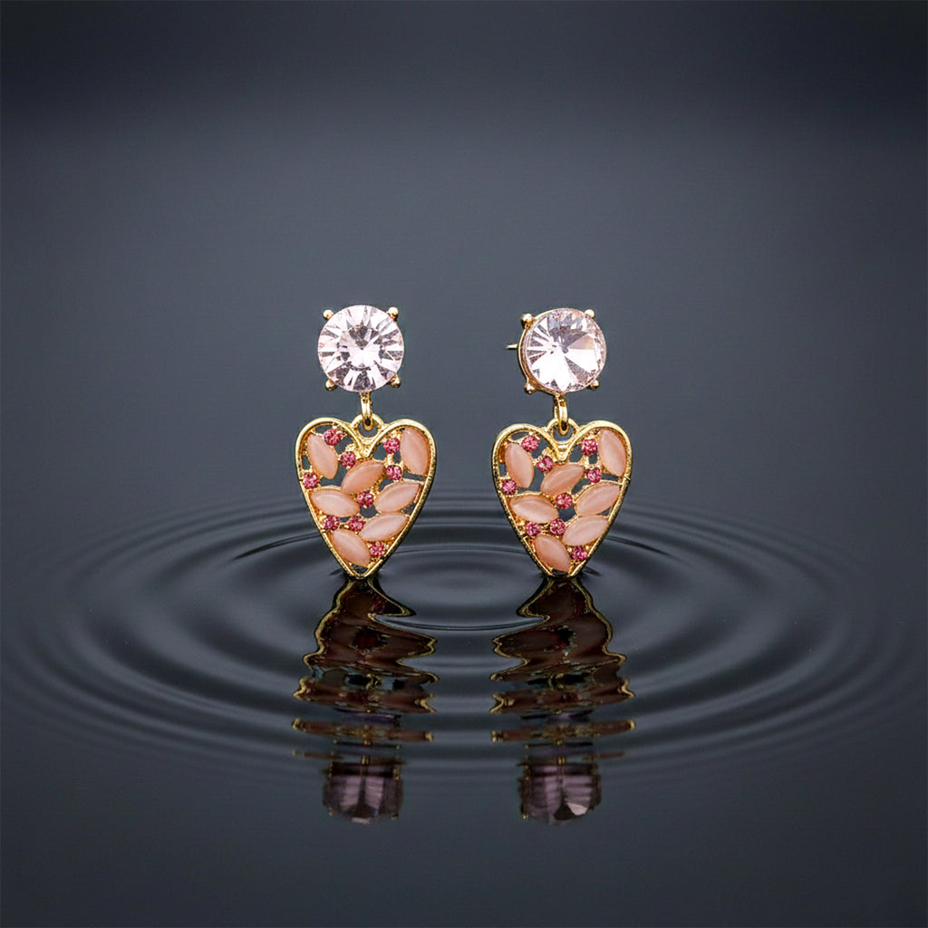 Rosé Crystal Heart Earrings