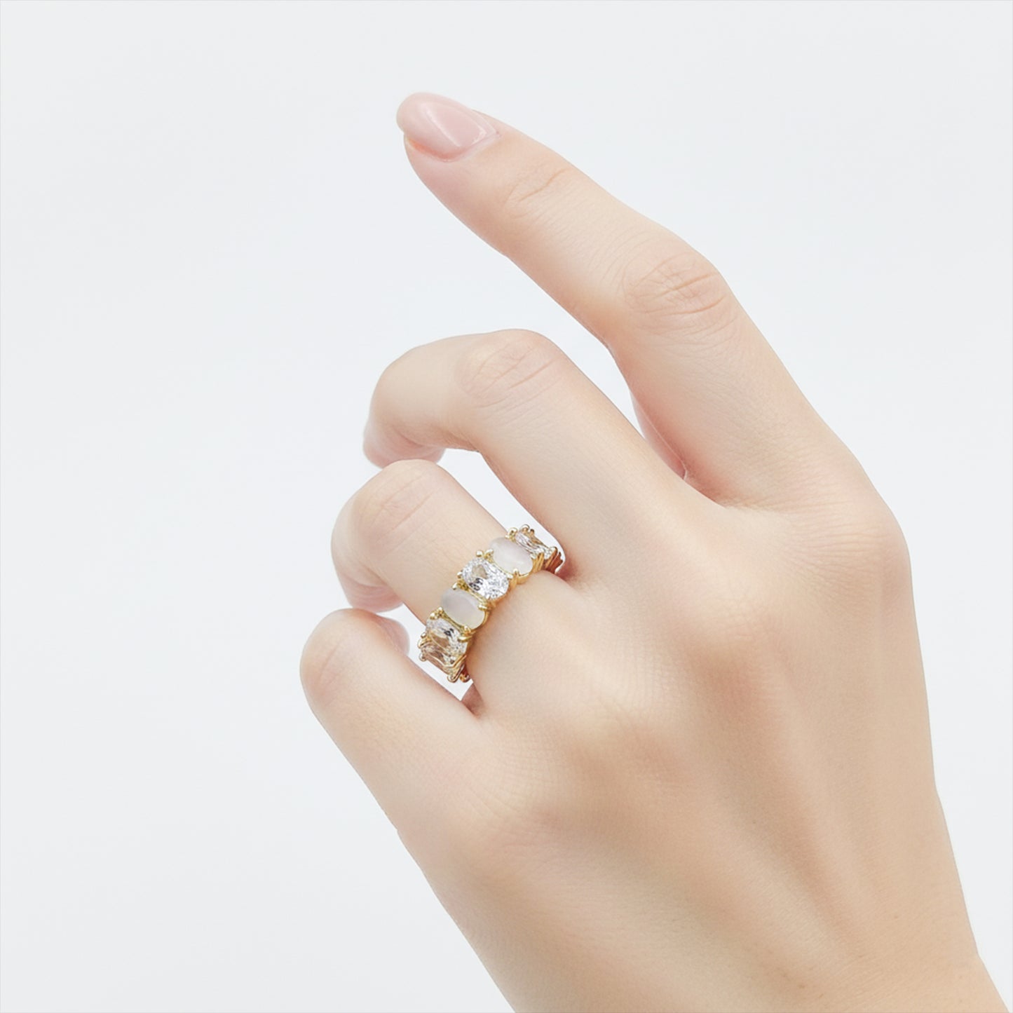 Opaline Luxe Zircon Adjustable Ring