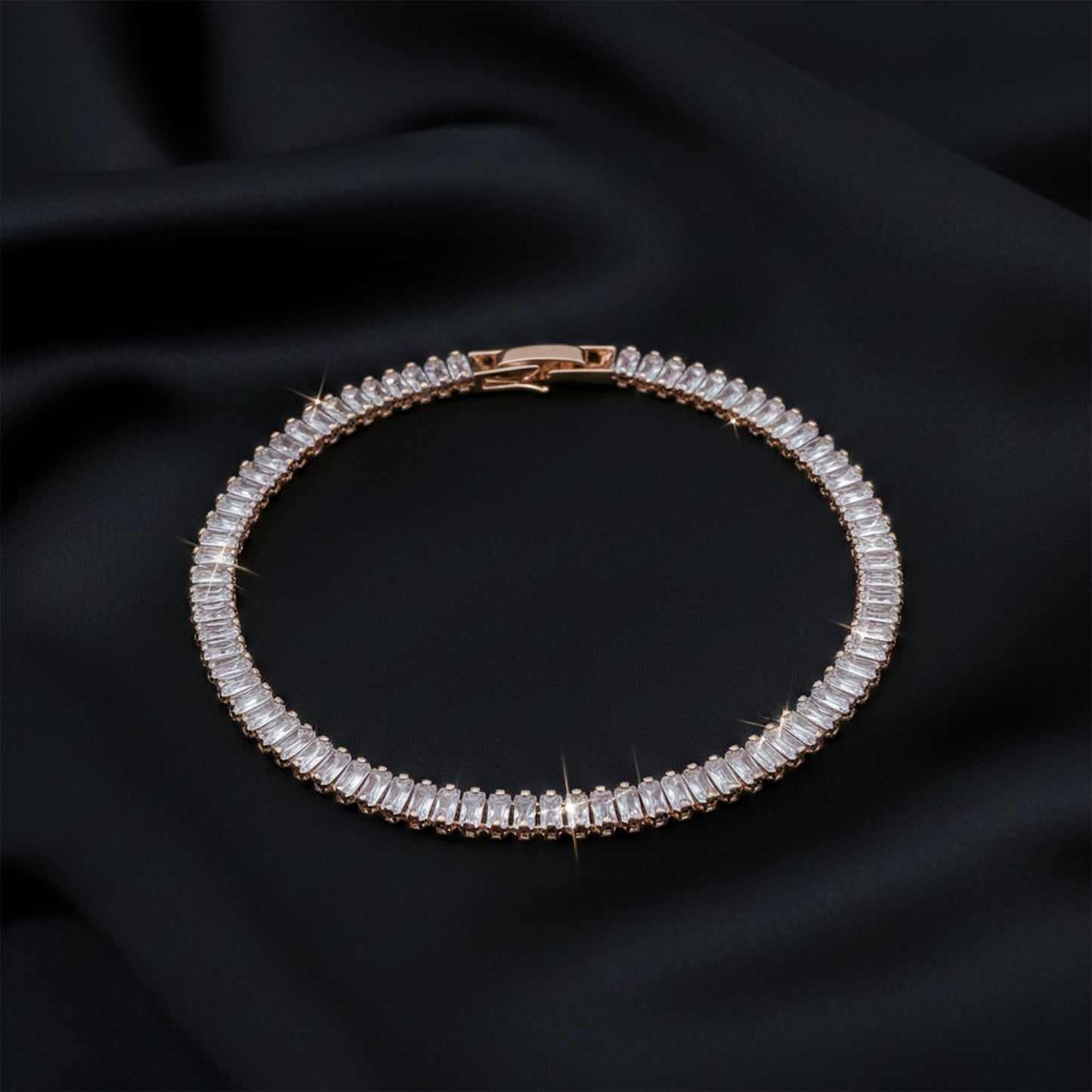 Opulenza Rose Gold Baguette Bracelet