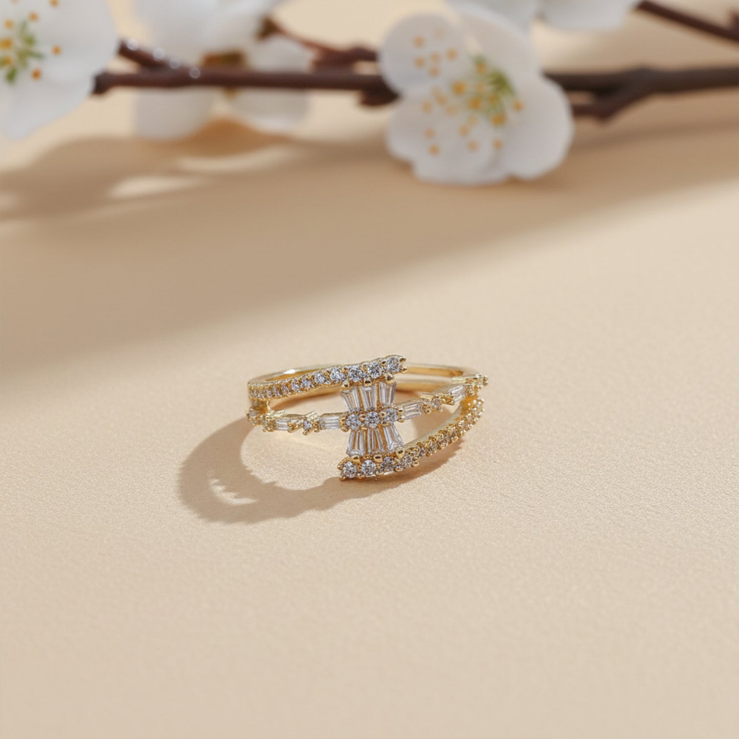 Regal Sparkle Criss-Cross Band Ring