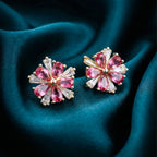 Crimson Flower Studs Earrings
