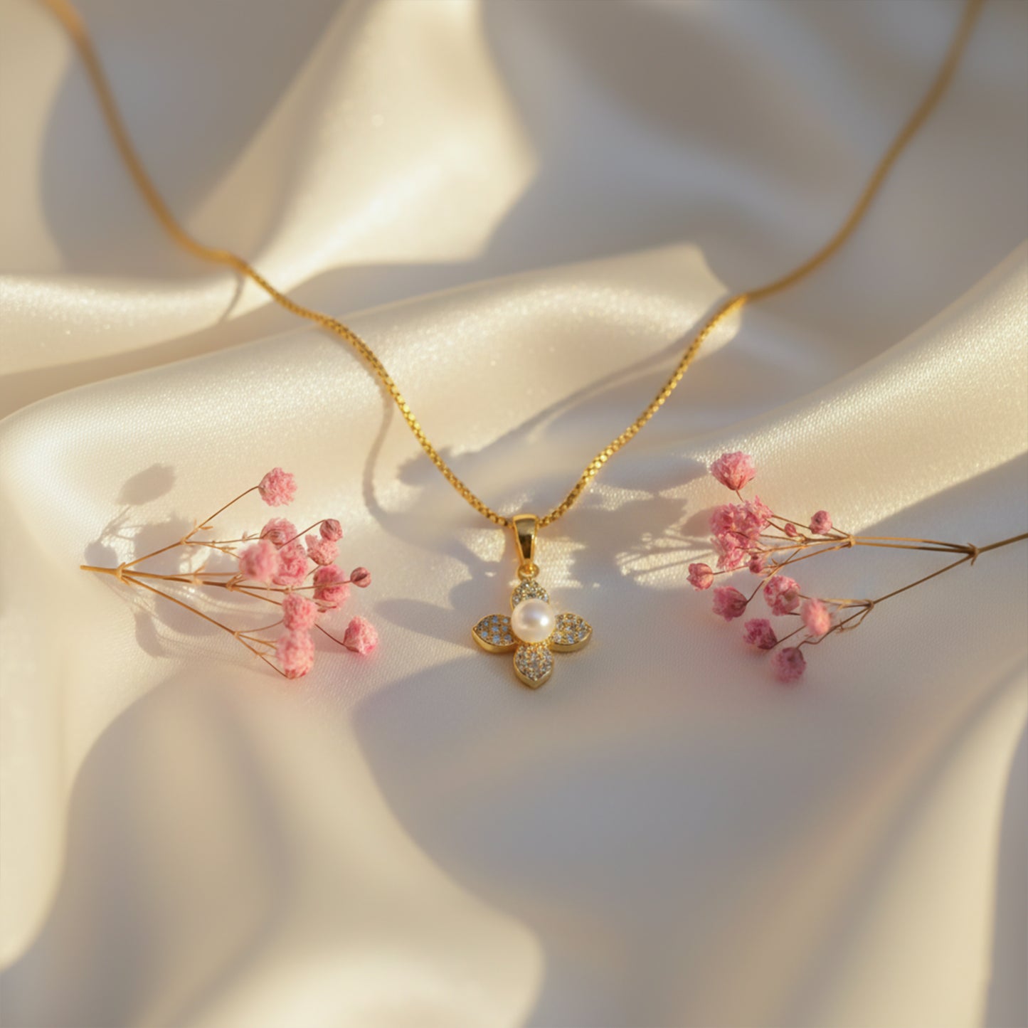 Classic Gold Pearl Blossom Necklace
