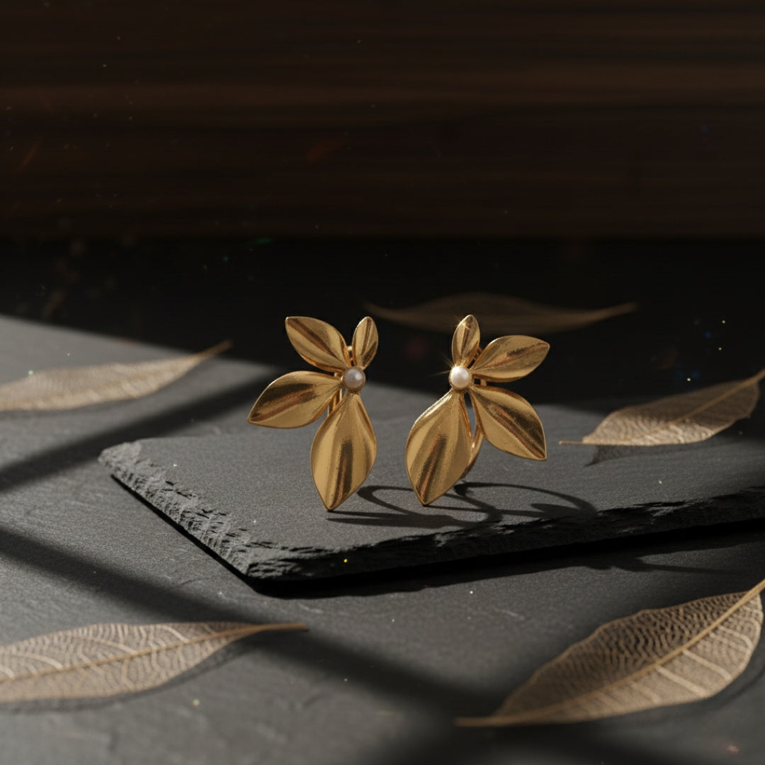 Gold Flower Earrings