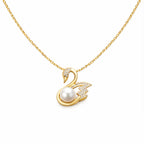 Elegant Swan Pearl Gold Pendant Necklace