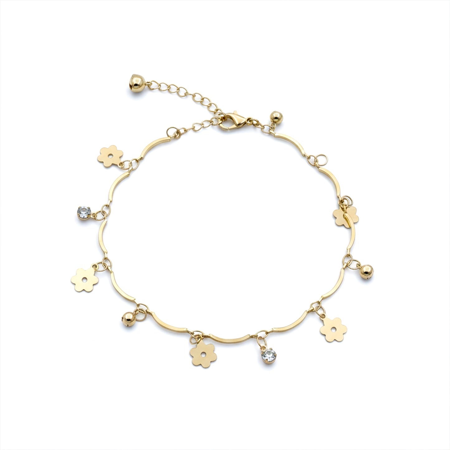 Golden Blossom Charm Anklet