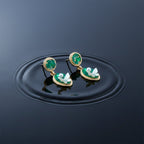 Luxe Botanical Emerald Pearl Earrings