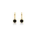 Designer Gold Hoop Black Stone Earrings