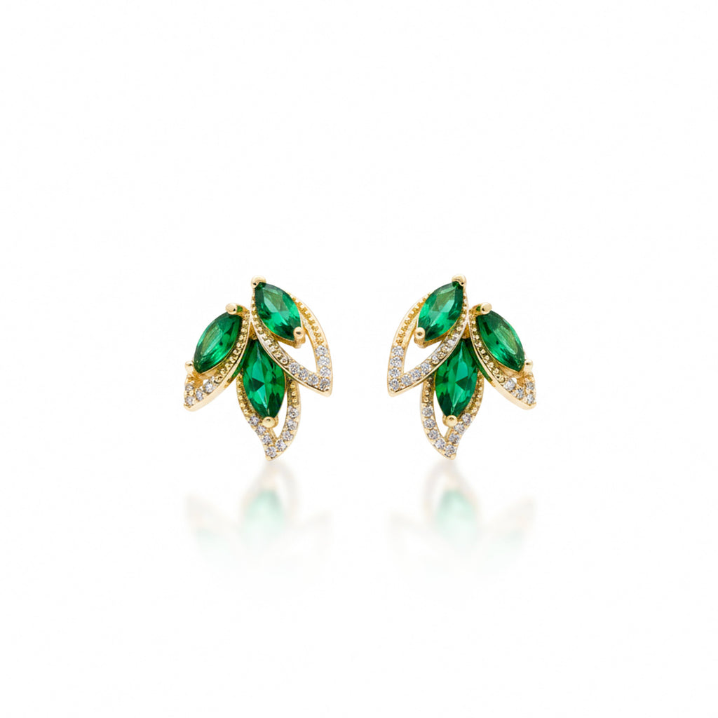 Luxury Emerald Leaf Drop Earrings