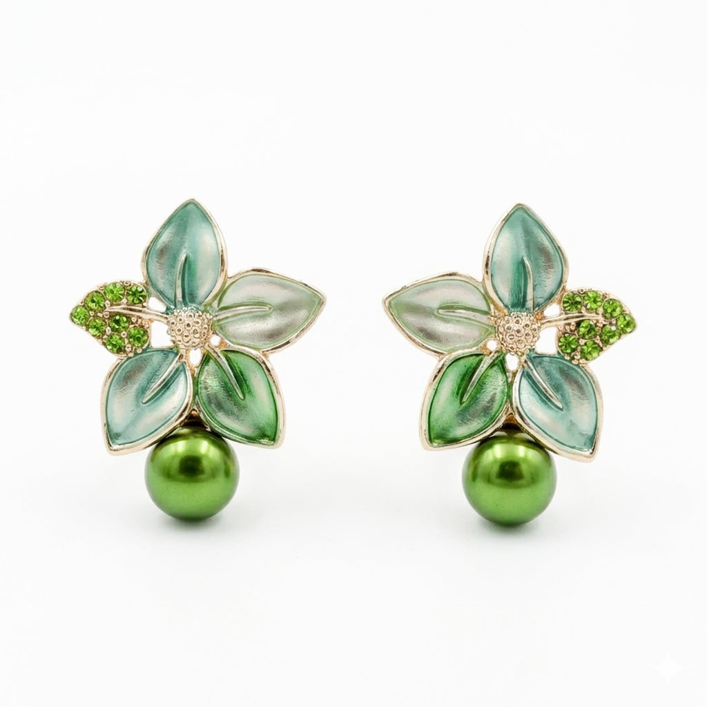 Celestial Green Petal Earrings