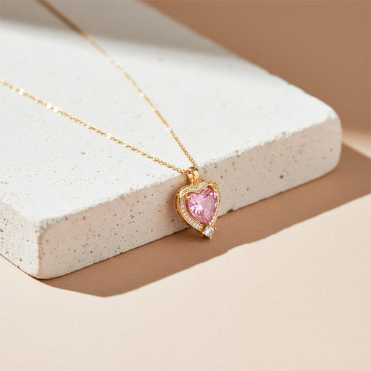 Luxpenny Pink Heart Diamond Necklace