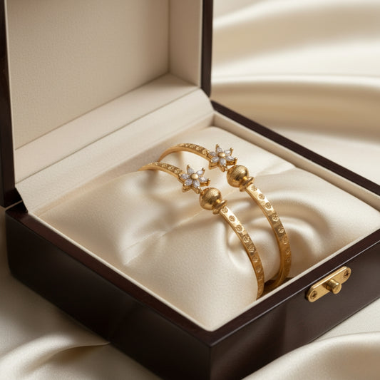 Floral Stone Kada Bangles