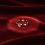 Twin Butterfly Crystal Gold Ring