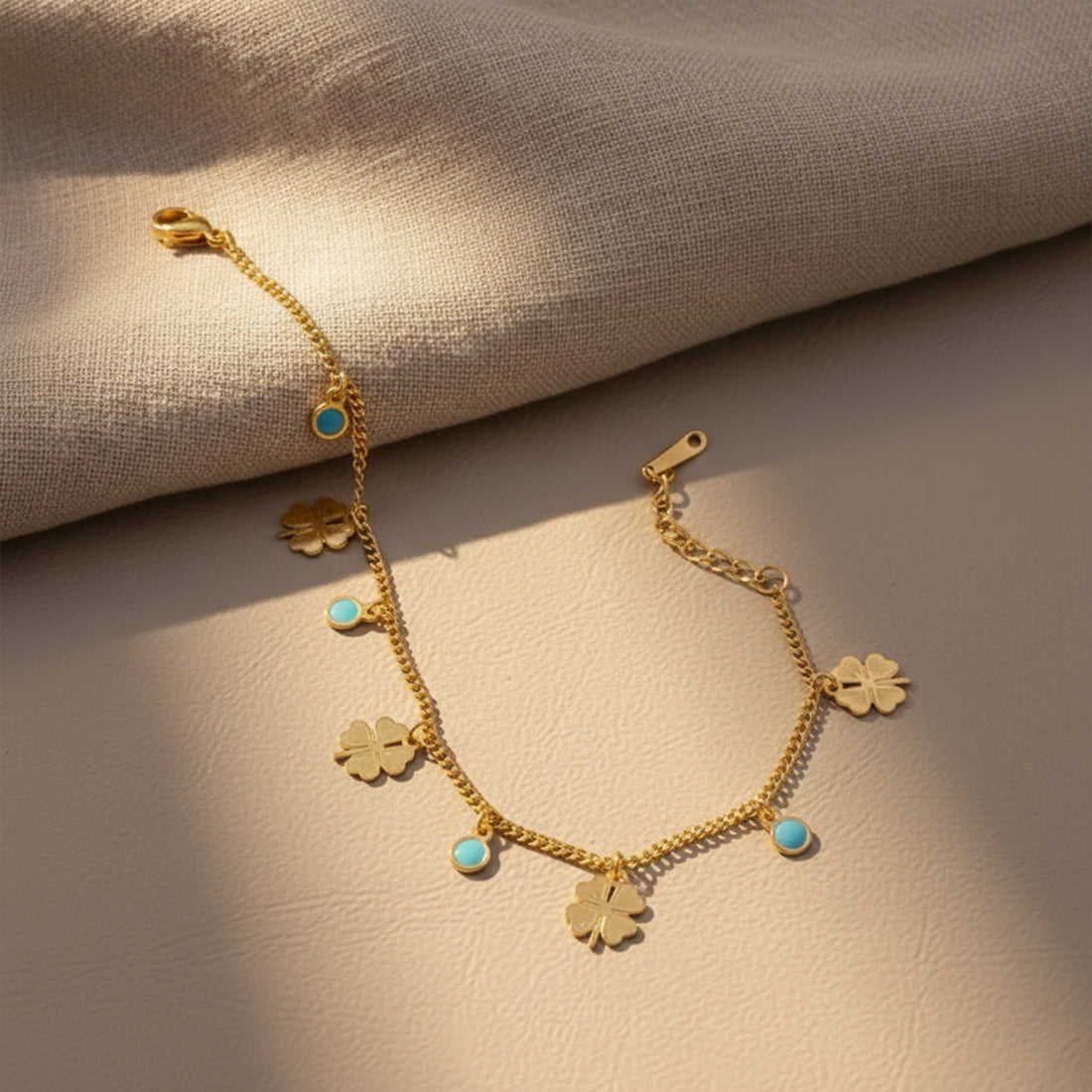 Celestial Clover Nazar Gold Bracelet