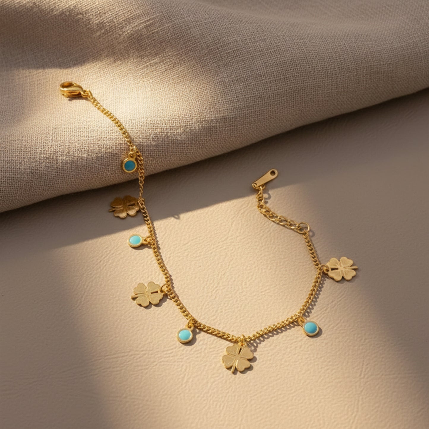 Celestial Clover Nazar Gold Bracelet