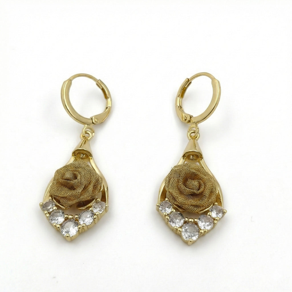 Classic Gold Flower Drop Earrings