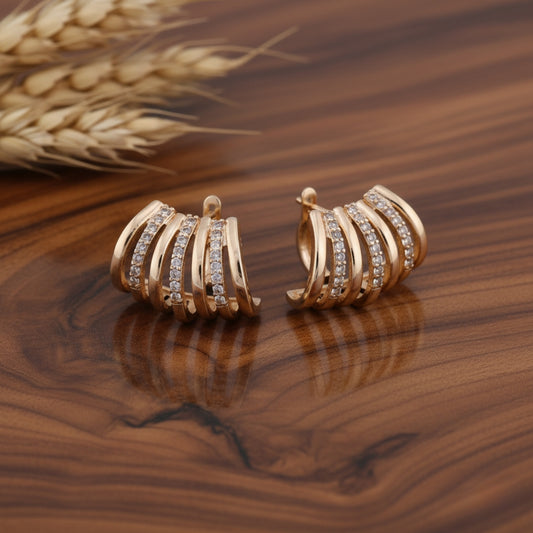 Golden Wave Studs Earrings