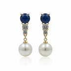 Blue Crystal Pearl Earrings