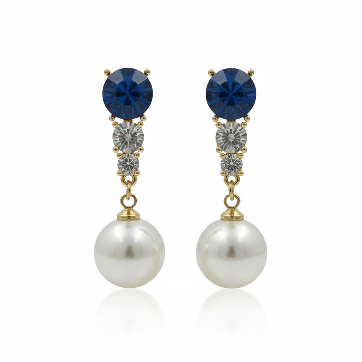 Blue Crystal Pearl Earrings