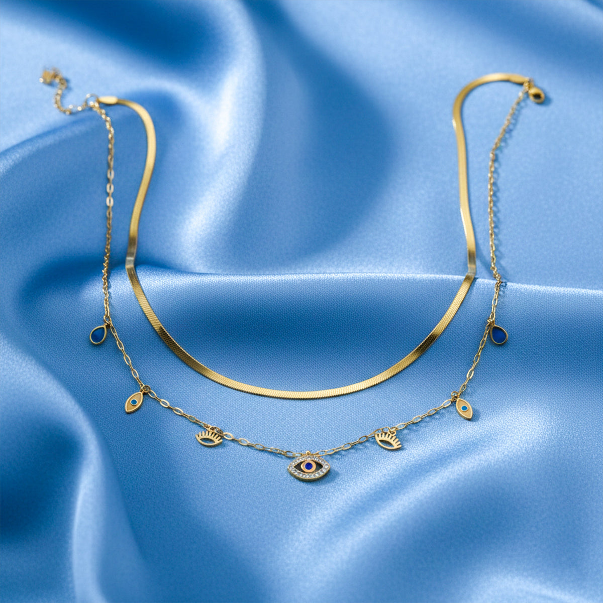 Evil Eye Layered Gold Necklace