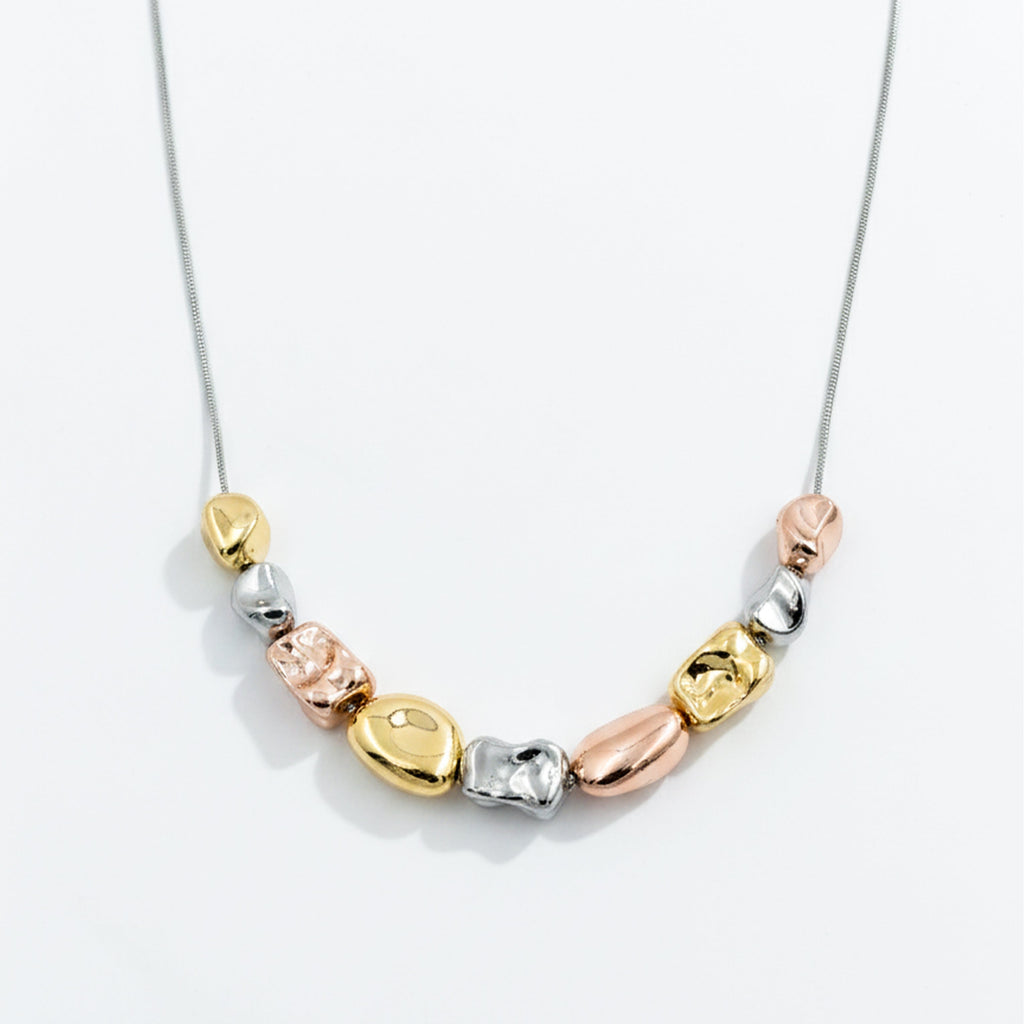 Elegant Tri Color Chunky Bead Necklace