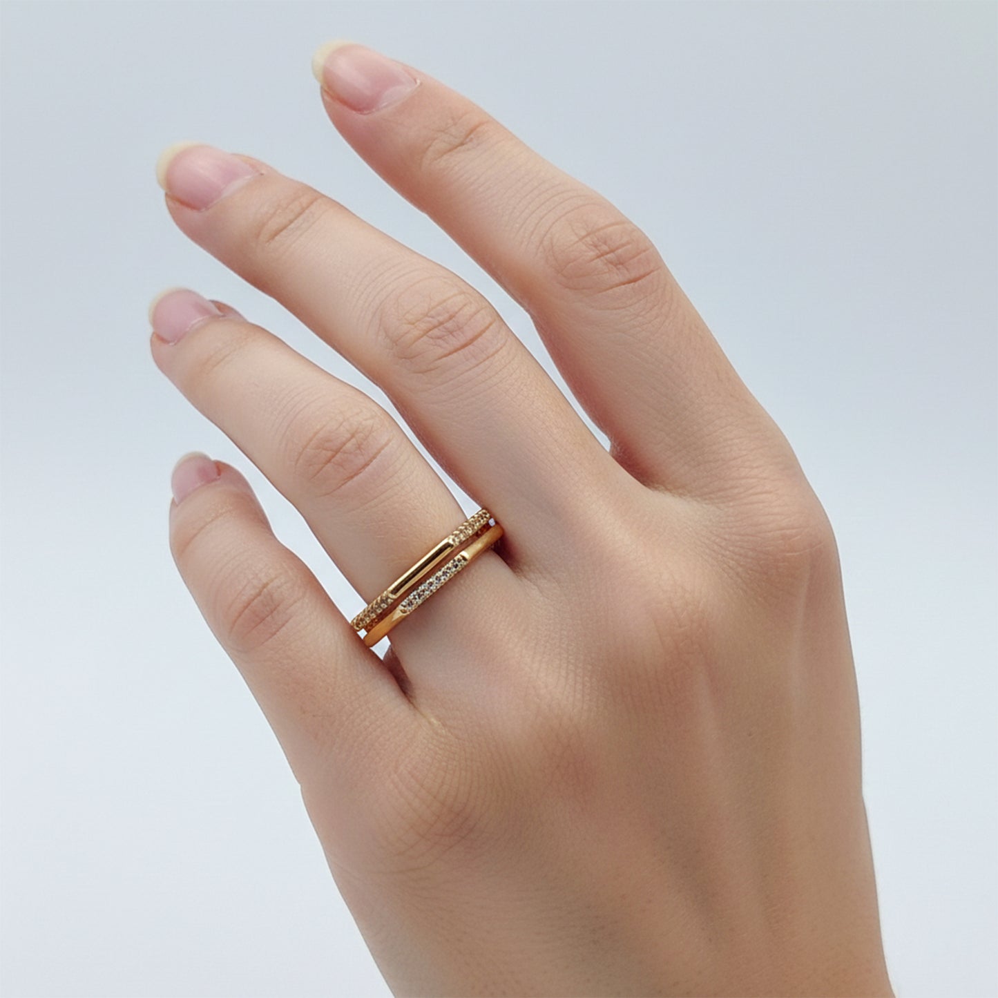 Hexagon Crystal Gold Ring