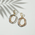 Tri-Tone Layered Oval Statement Earrings
