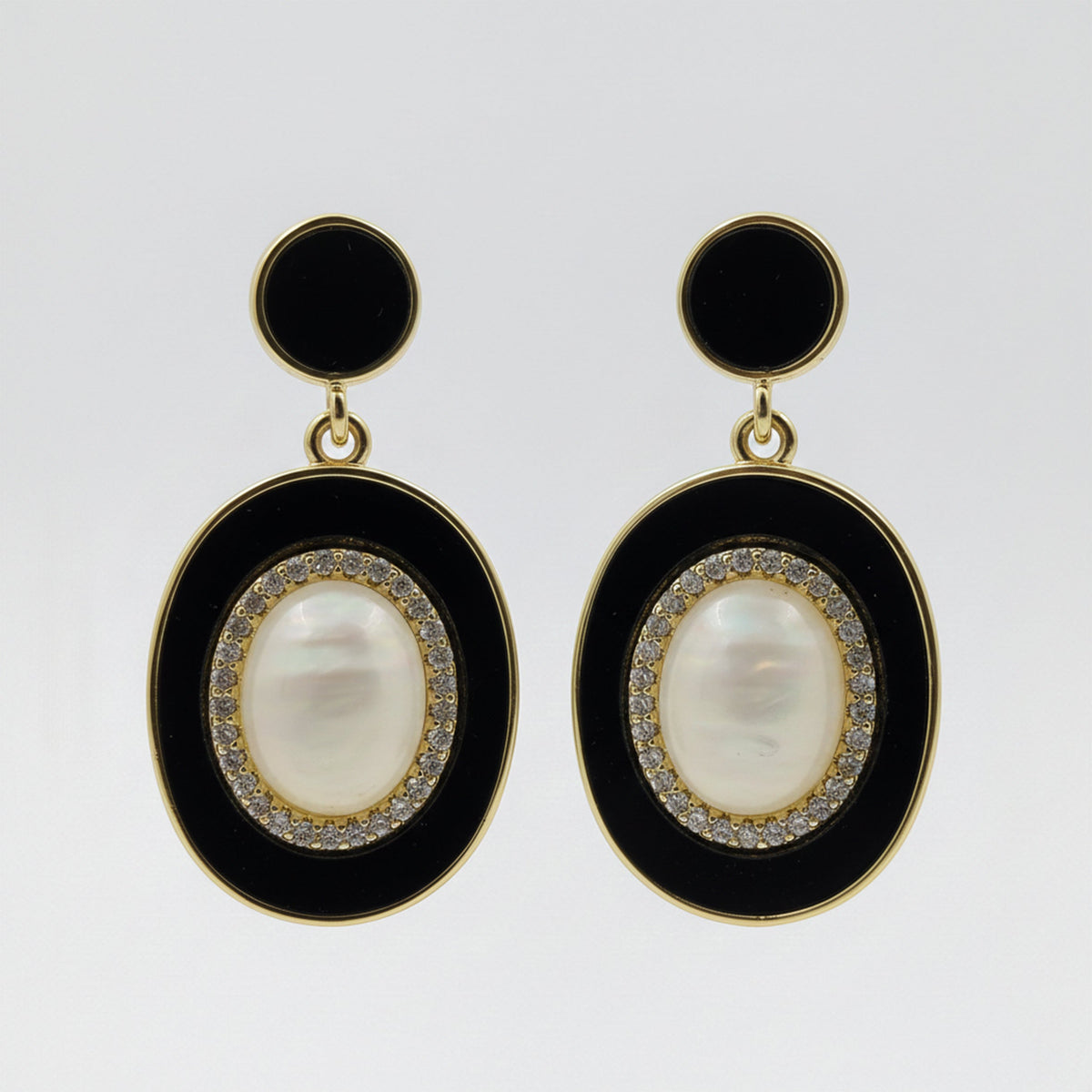 Royal Noir Pearl Halo Drop Earrings