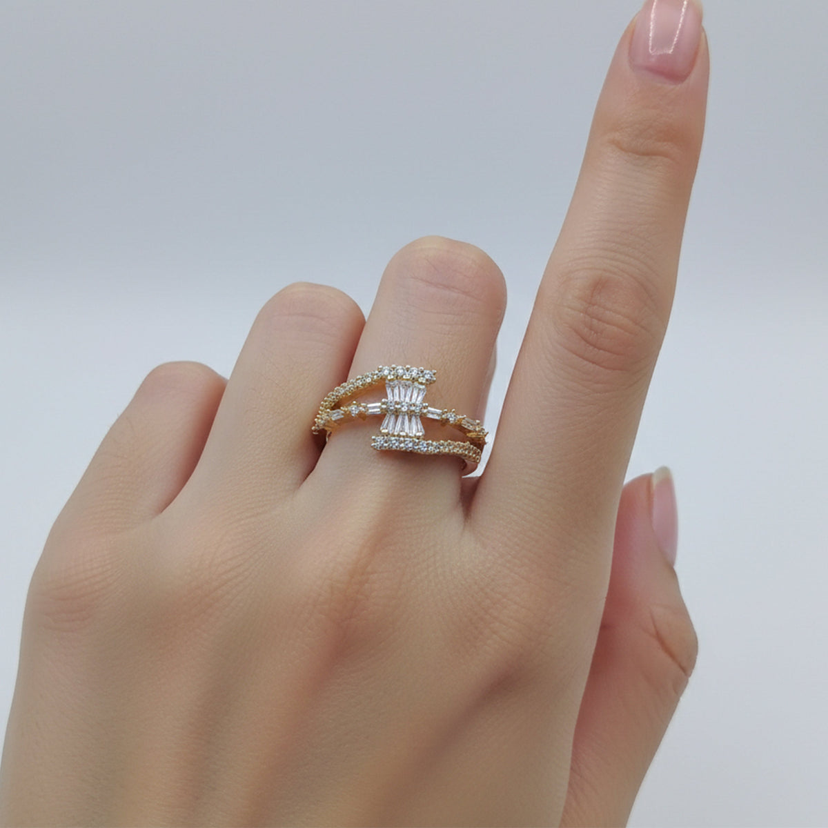 Regal Sparkle Criss-Cross Band Ring