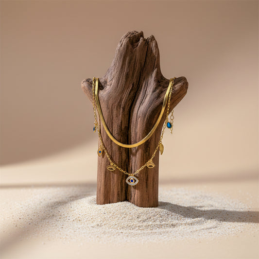 Evil Eye Layered Gold Necklace