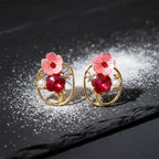 Ruby Petal Charm Earrings