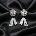 Camellia Flower Pearl Dangle Earrings