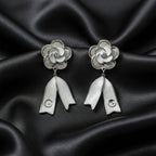 Camellia Flower Pearl Dangle Earrings