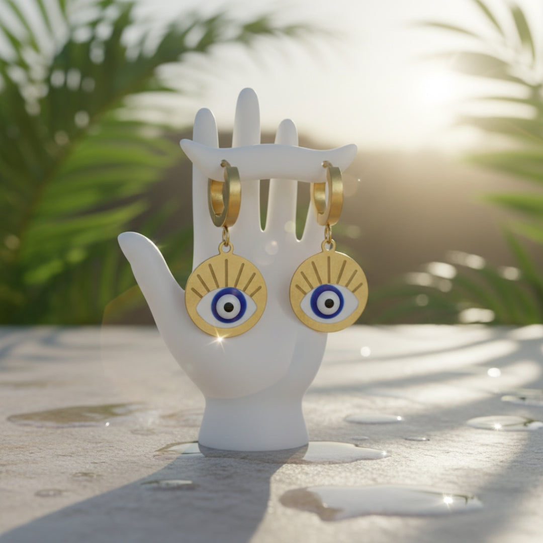 Evil Eye Round Earrings