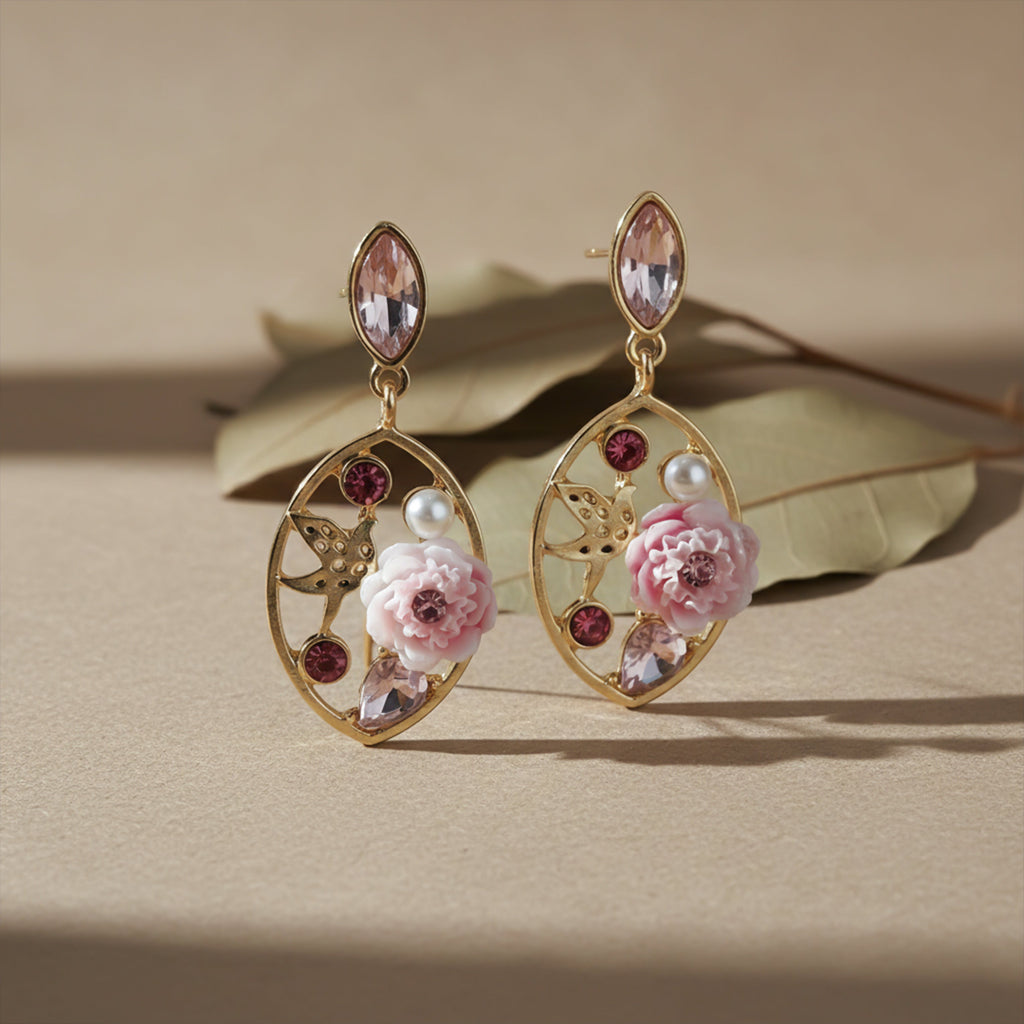 Pink Pearl Elegance Drops Earrings