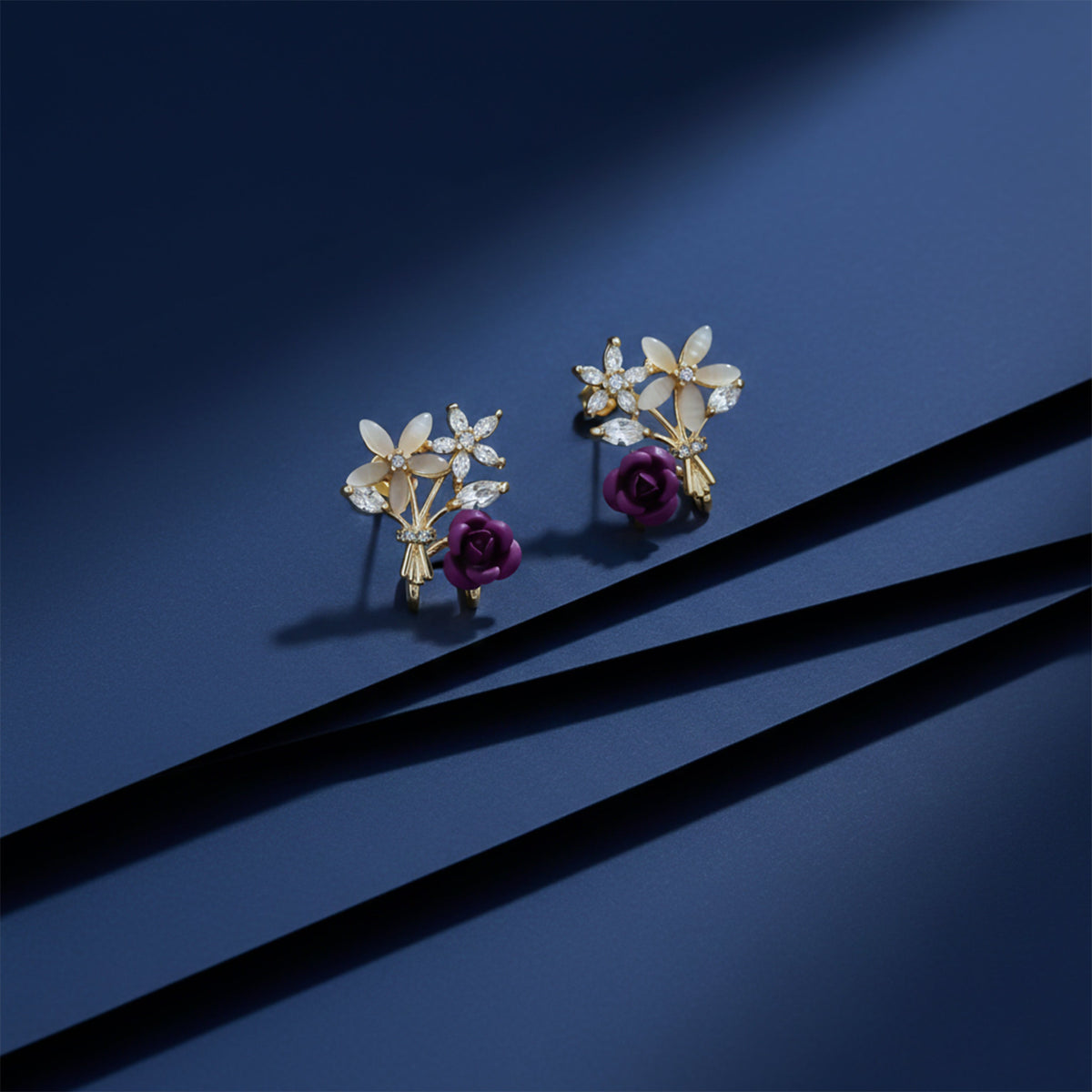 Premium Crystal Purple Stud Earrings