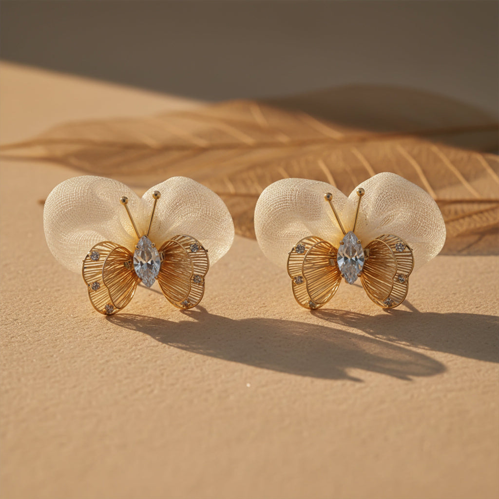 Pearl Veil Butterfly Earrings