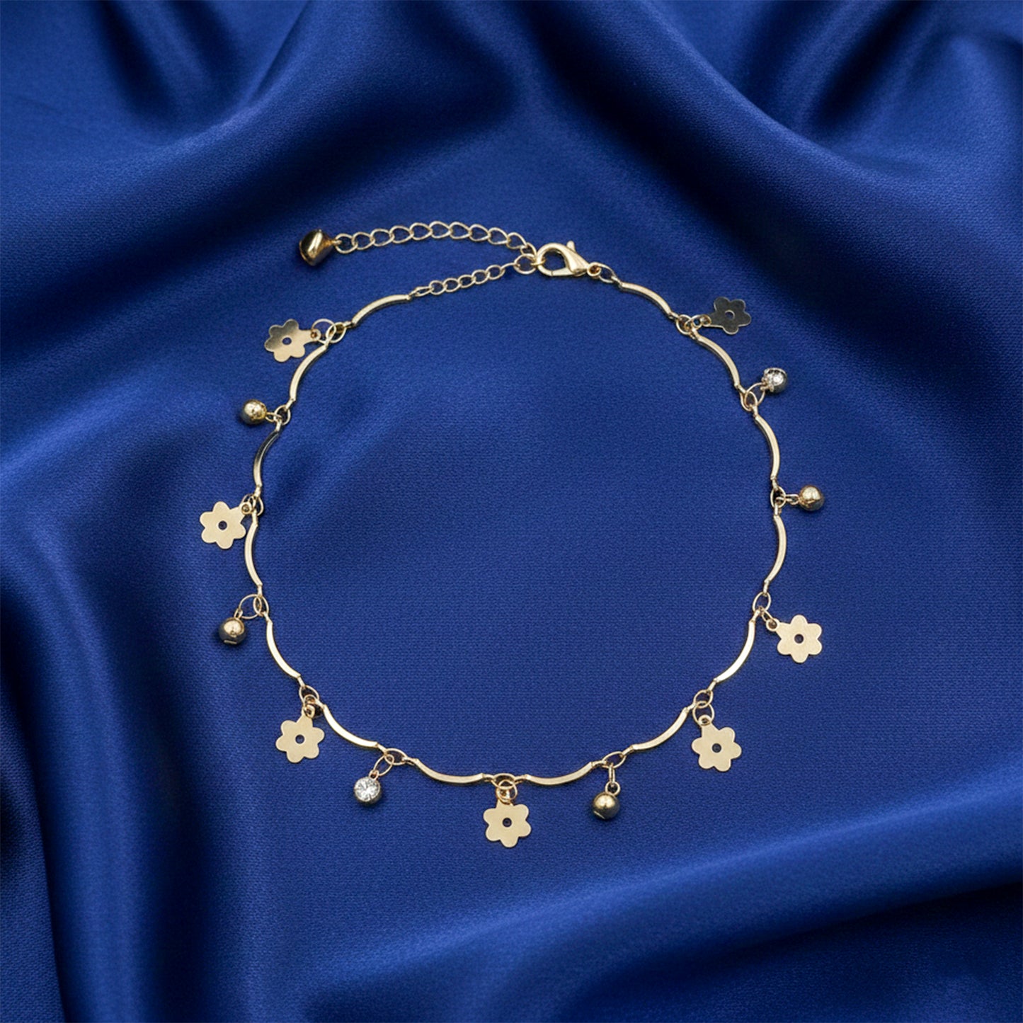 Golden Blossom Charm Anklet