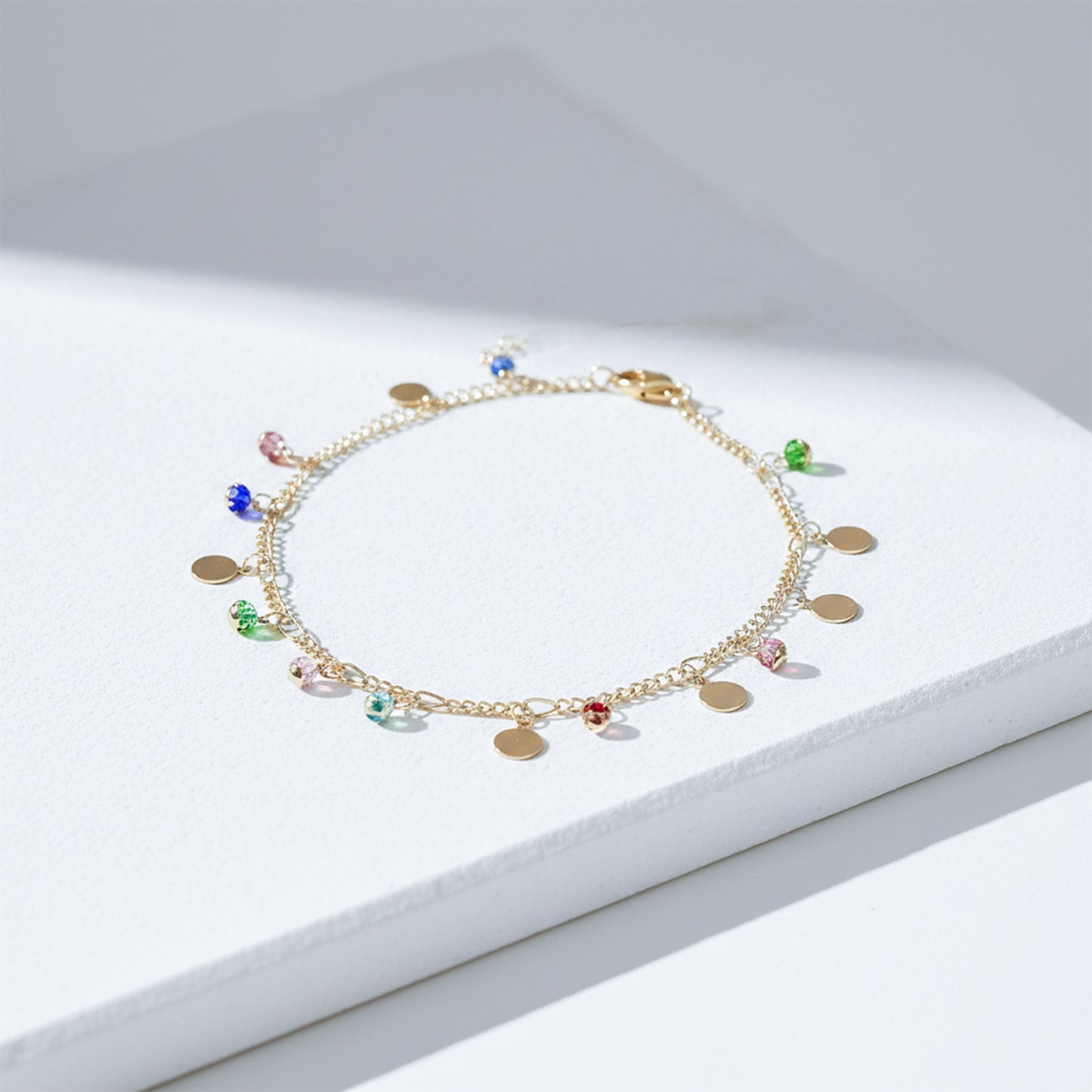 Luxe Bloom Multicolor Gem Anklet