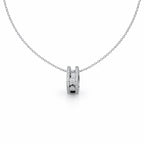 Elegant Silver Double Hoop Diamond Pendant Necklace