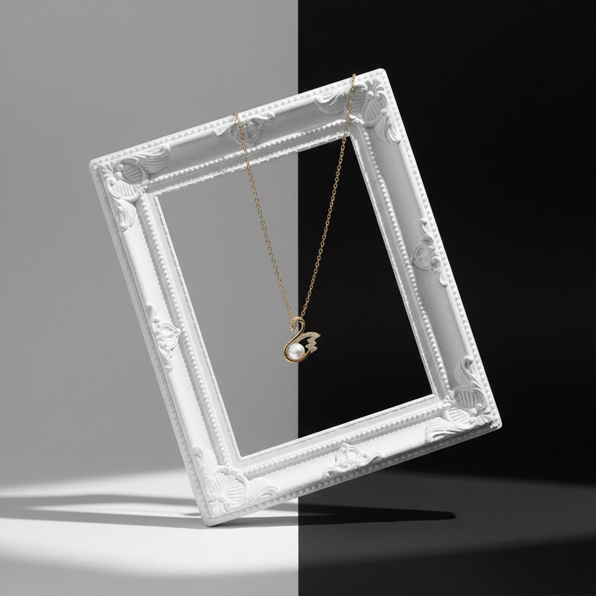 Elegant Swan Pearl Gold Pendant Necklace